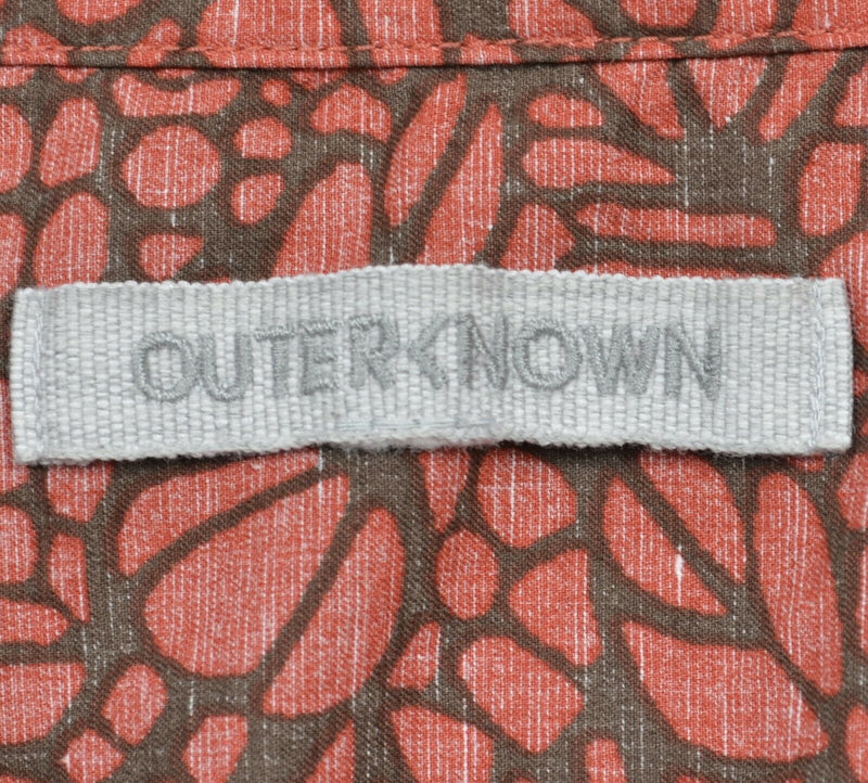 Outerknown Men's Medium Red Geometric Organic Cotton Hemp Button-Front Shirt