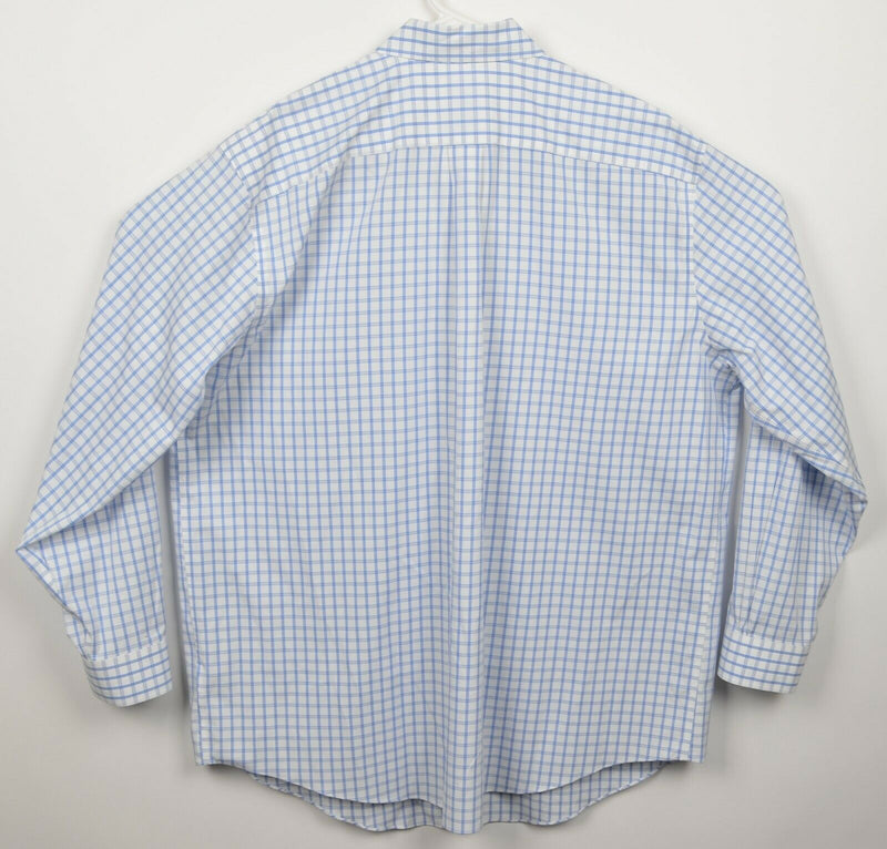 Brooks Brothers Men's 18-36/37 White Plaid Non-Iron Spandex Button-Down Shirt