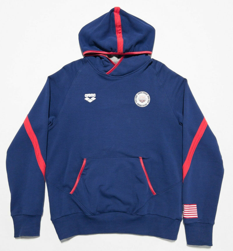 Arena USA Swimming Men's Medium Blue Red USA Flag Warm-Up Hoodie Sweatshirt