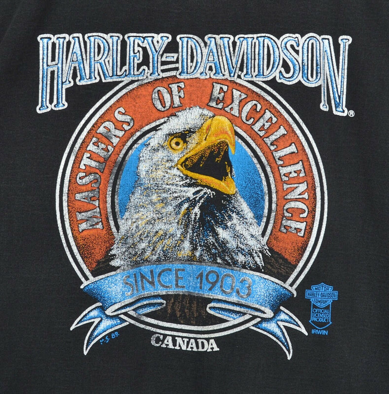 Vintage 1989 Harley-Davidson Men's Large Canada Eagle Double-Sided T-Shirt