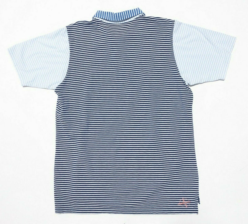 B. Draddy Medium Polo Shirt Golf Men's Colorblock Striped Blue Navy Short Sleeve