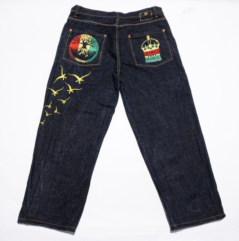 LRG Lifted Research Group Jeans Men's 40x32 King of Kings Embroidery Denim Baggy