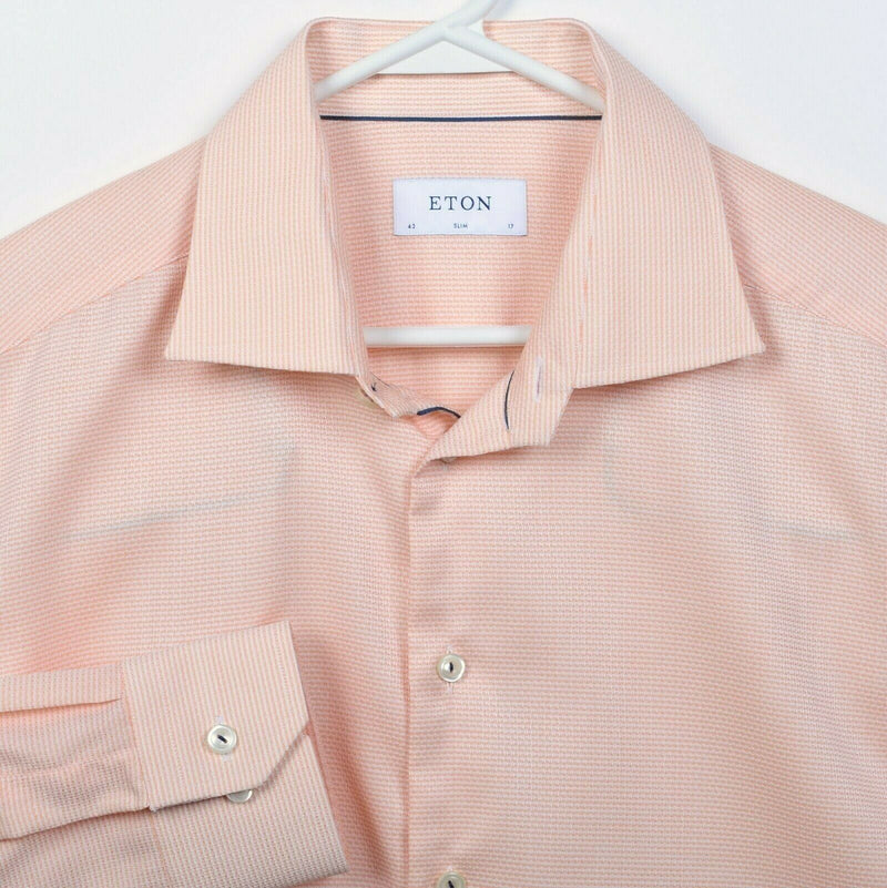 Eton Men's 17/43 Slim Solid Orange Long Sleeve Button-Front Dress Shirt