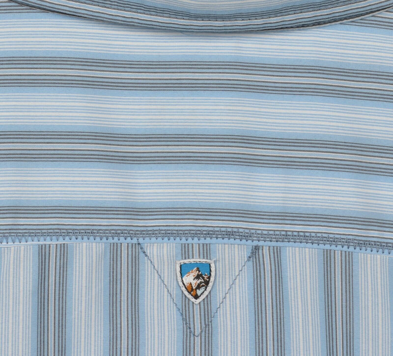 Kuhl Eluxur Men's 2XL Blue Striped Hiking Outdoor Ionik Button-Front Shirt