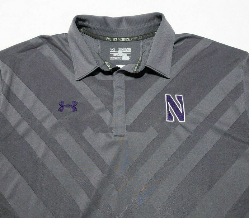 Northwestern Under armour 2XL Men Team Issue Football HeatGear Polo Shirt Gray