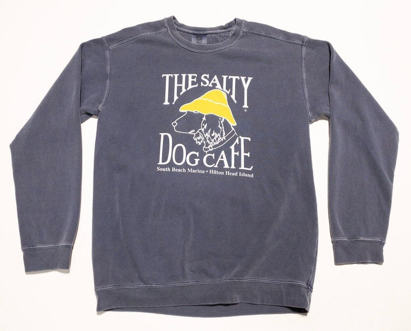 Salty Dog Cafe Sweatshirt Men's Medium Blue/Gray Faded Crew Neck Pullover