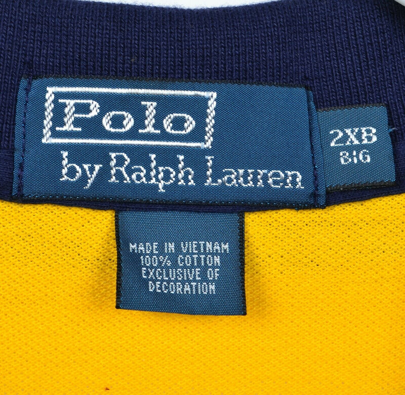 Polo Ralph Lauren Men's 2XB (2XL Big) Navy Blue Yellow Chunky Stripe Polo Shirt