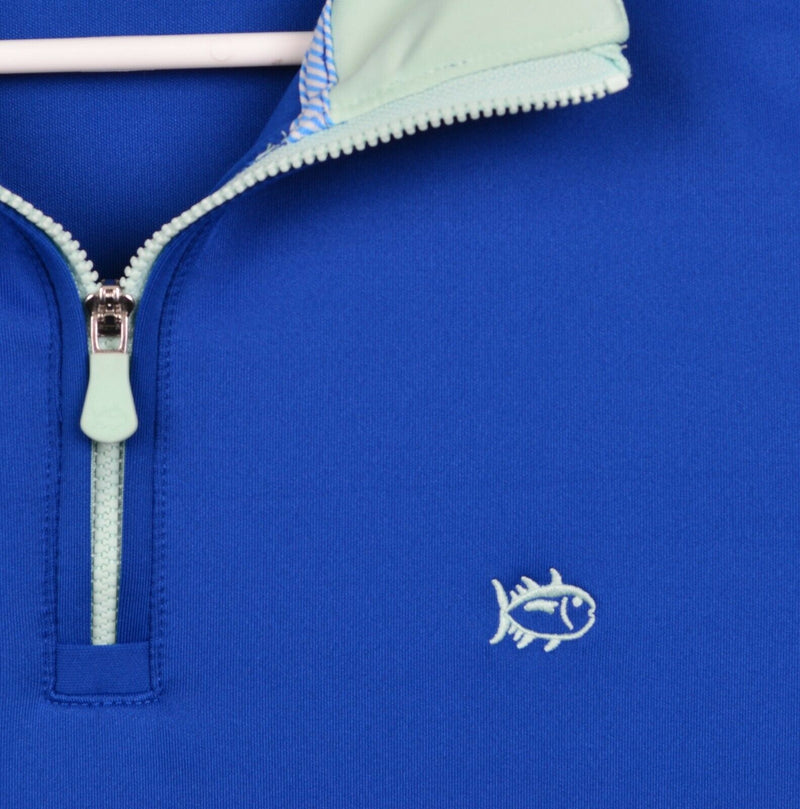 Southern Tide Men's Medium Polyester Solid Blue Mint 1/4 Zip Activewear Jacket