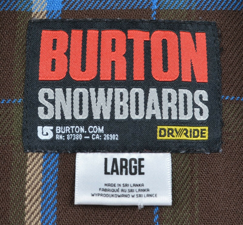 Burton DryRide Men's Large Brown Plaid Snowboarding Button-Front Flannel Shirt