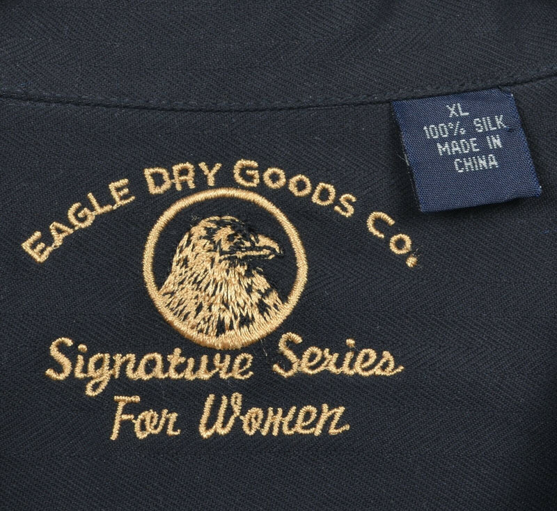 Las Vegas Embroidered Women's XL Silk Fireworks Eagle Dry Goods Hawaiian Shirt
