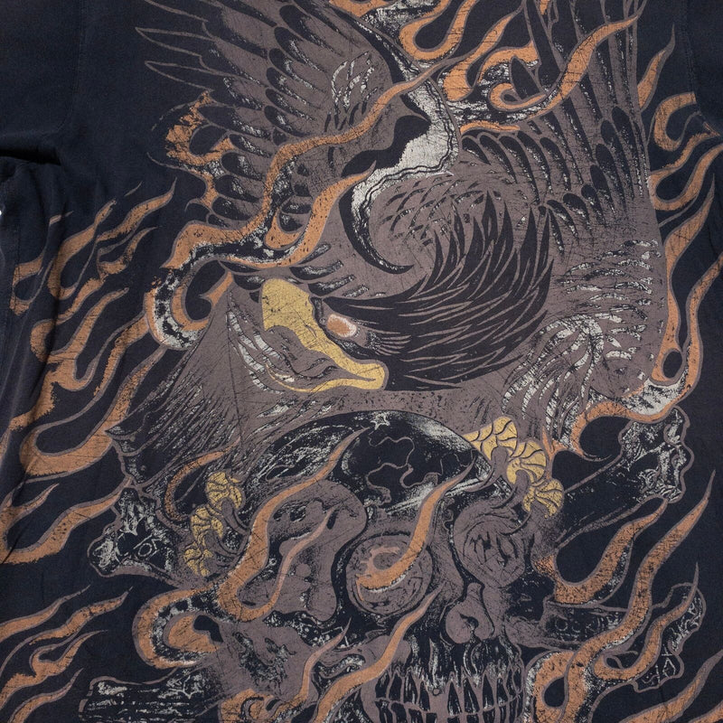 Harley-Davidson Ink T-Shirt Men's XL Vintage Y2K Eagle All Over Print H-D Black