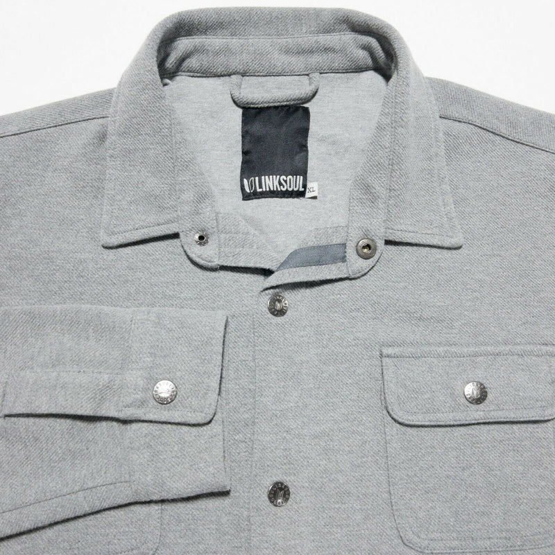 Linksoul Men's XL Snap-Front Solid Gray Golf Casual Heavyweight Shirt