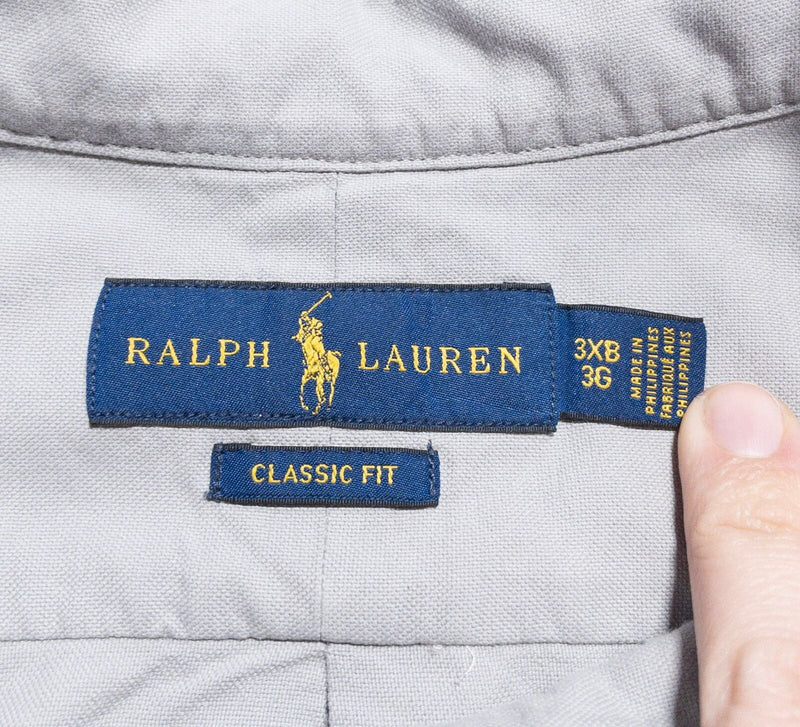 Polo Ralph Lauren 3XB Classic Fit Men's Shirt Button-Down Solid Light Gray