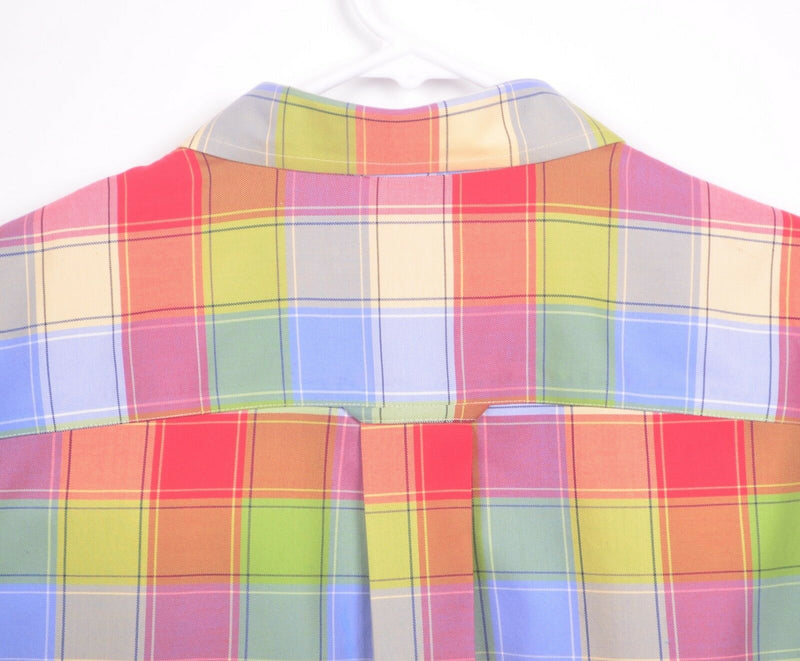 Orvis Men's Sz Large Colorful Plaid Long Sleeve Wrinkle Resistant Shirt