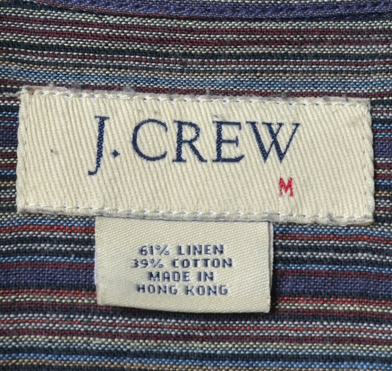J. Crew Men's Sz Medium Linen Blend Multi-Color Striped Button-Front Shirt