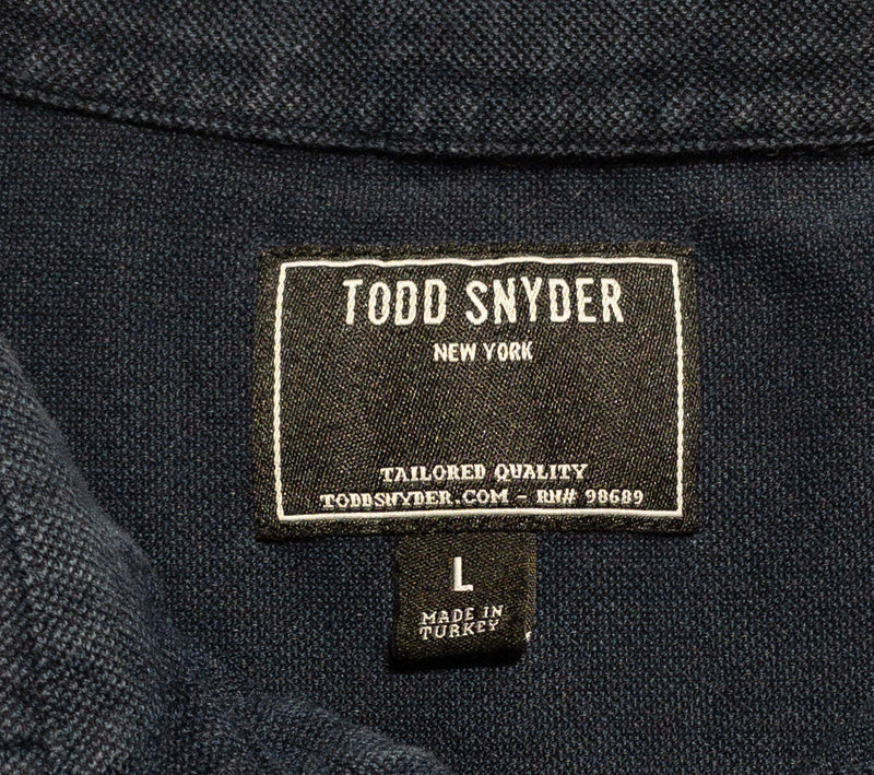 Todd Snyder Polo Shirt Men's Large Solid Navy Blue Cotton Lyocell Blend