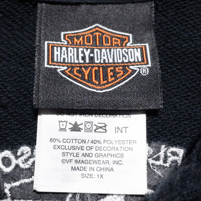Harley-Davidson Sweatshirt Women's 1X Full Zip Short Sleeve Black Biker Logo