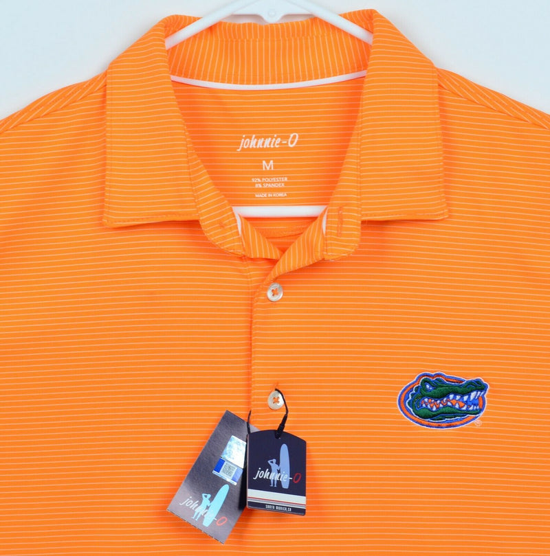 Johnnie-O Men's Sz Medium Florida Gators Orange Striped Golf Polo Shirt NWT