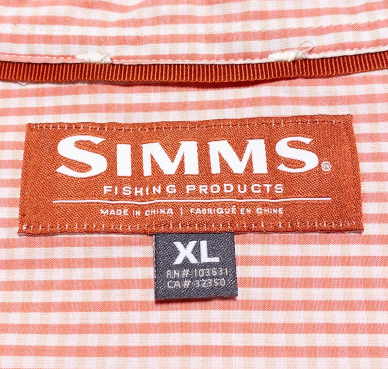 Simms Fishing Shirt Men's XL Long Sleeve Orange/Pink Check Long Sleeve Button