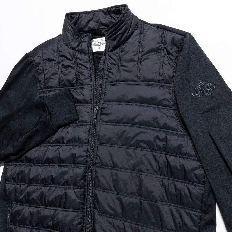 Straight Down Golf Puffer Jacket Men's Medium Solid Black Full Zip Golf Casual