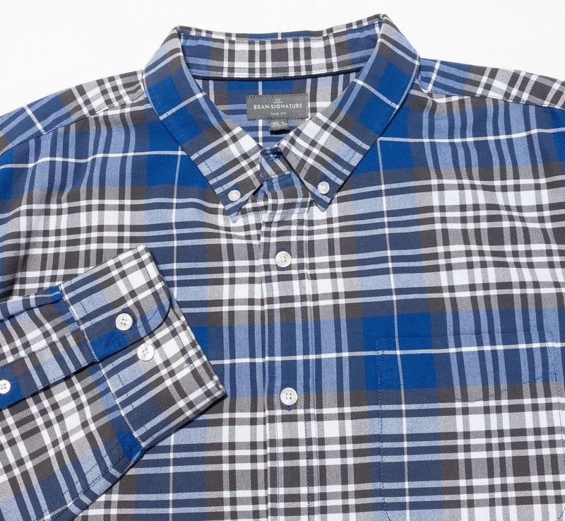 L.L. Bean Signature XL Tall Slim Men's Shirt Long Sleeve Blue Plaid Button-Down