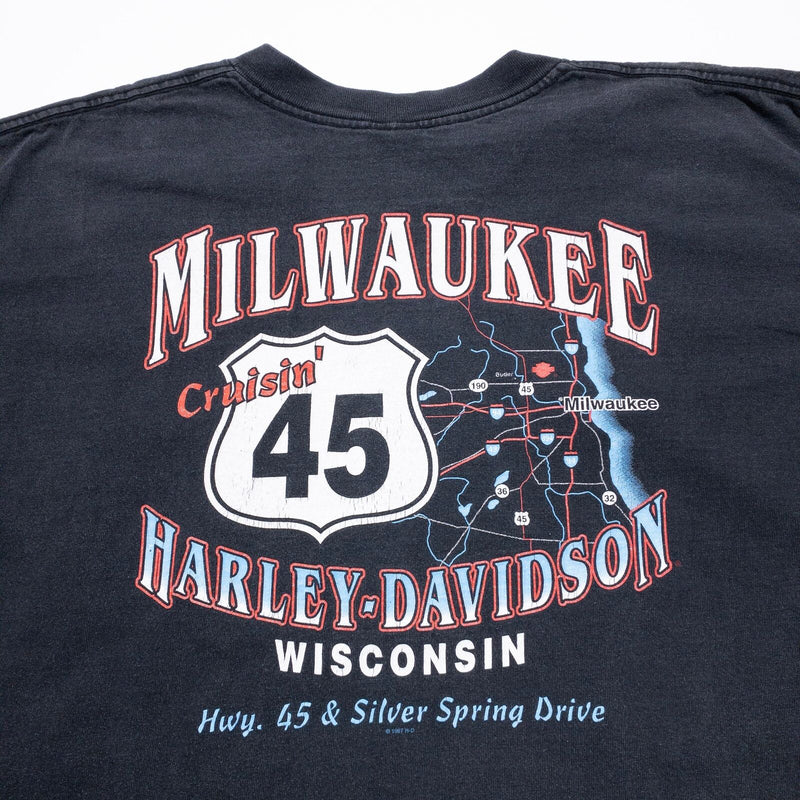 Vintage Harley-Davidson Pocket T-Shirt Men's XL 90s Double-Sided Logo Milwaukee