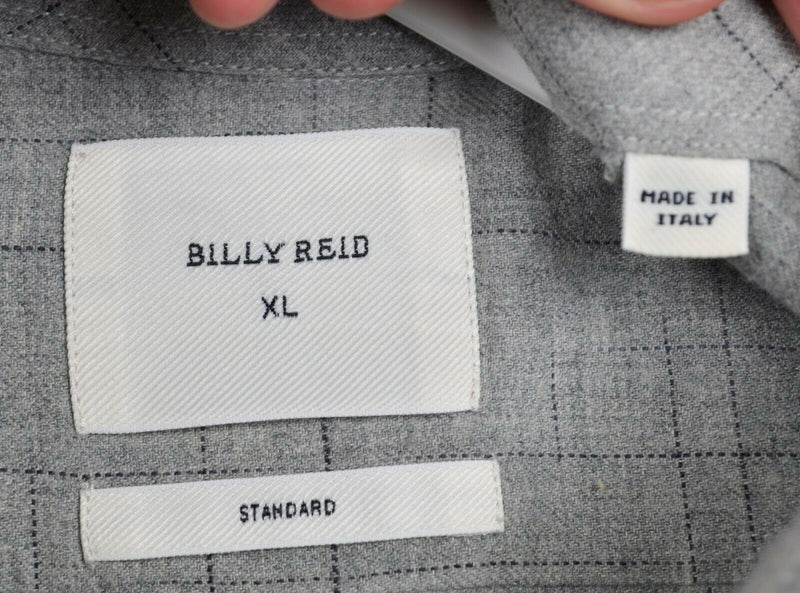 Billy Reid Men's XL Standard Fit Gray Plaid Made in Italy Button-Down Shirt