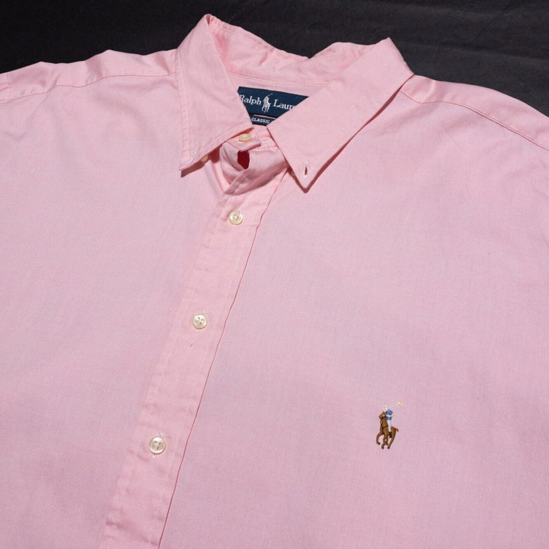 Polo Ralph Lauren Dress Shirt Men's 19-34/35 (3XL) Big Solid Pink Button-Down