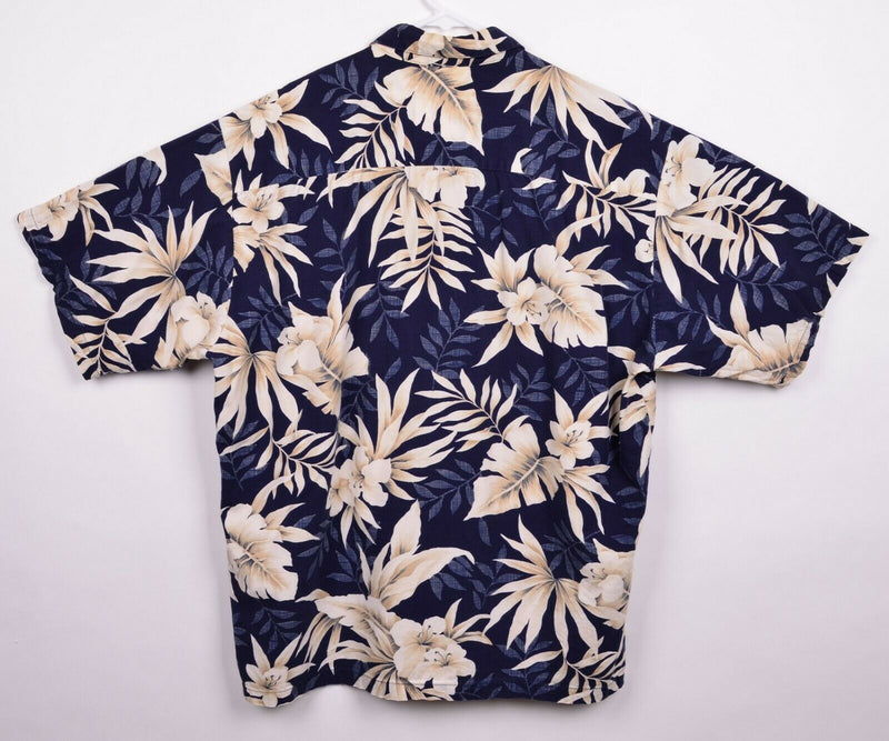 Vtg Tori Richard USA Men's Sz XL Navy Blue Floral Hawaiian Aloha Camp Shirt