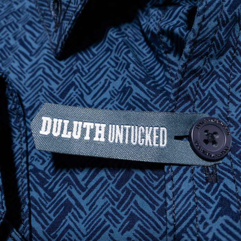 Duluth Trading Co Shirt Men's 2XL Canyoneer Printed Button-Up Blue Geometric