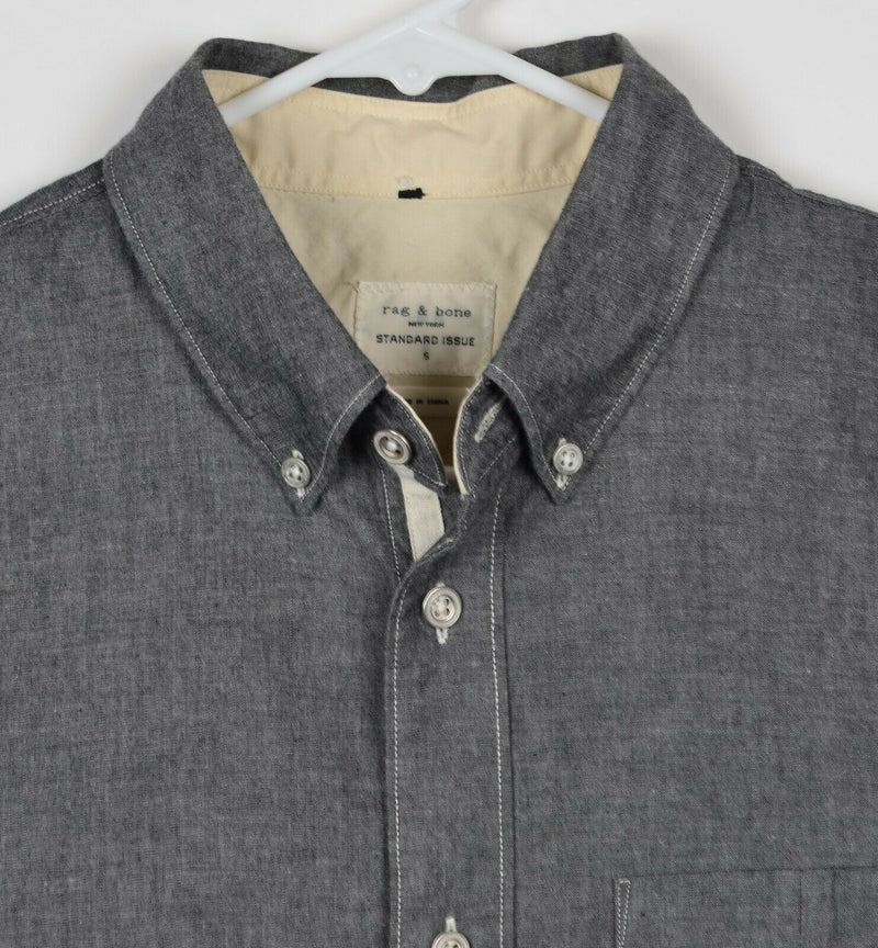 Rag & Bone Men's Sz Small Standard Issue Gray Chambray Short Sleeve Shirt