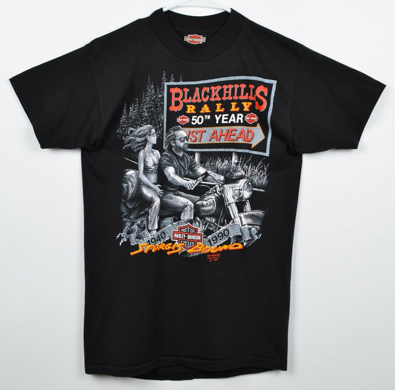 Vtg 1990 3D Emblem Men's Medium Harley-Davidson Blackhills Rally Sturgis T-Shirt