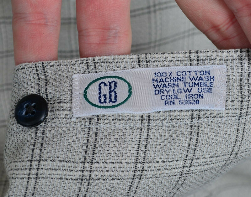Vintage Gitman Bros Men's Large Gray Plaid Made in USA Button-Front Shirt