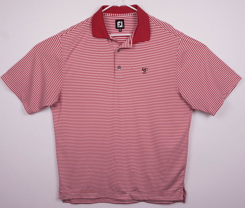 FootJoy Men's Large Red White Striped FJ Performance Golf Polo Shirt