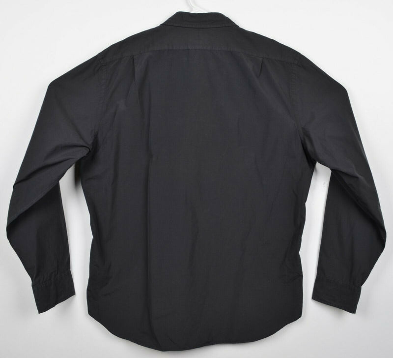 J. Crew Men's Large Ruffle Solid Black Party Tuxedo Button-Front Shirt