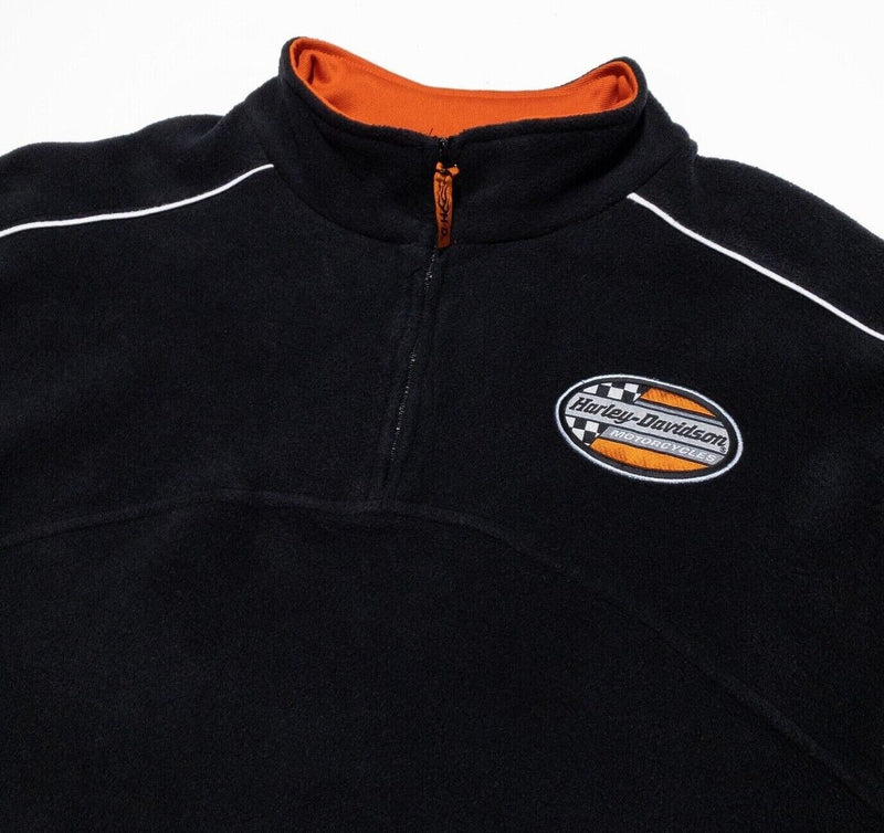 Harley-Davidson Sweatshirt Men's XL Fleece Pullover 1/4 Zip Biker Black Orange