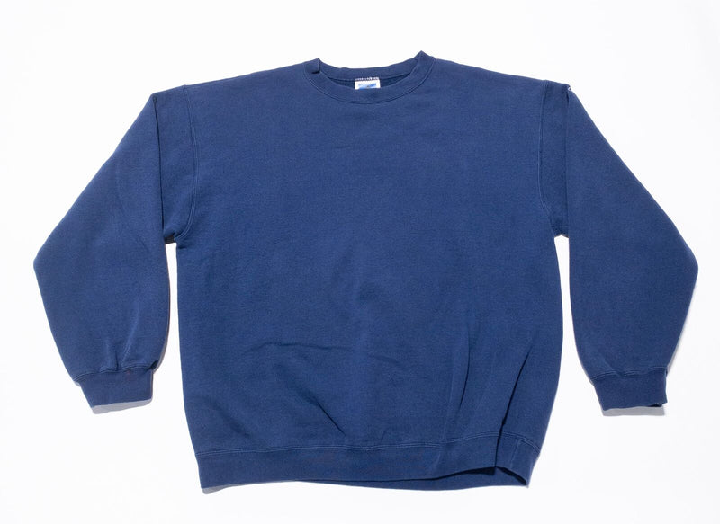 Vintage Adidas Sweatshirt Men's Large Solid Blue Retro 90s USA Crewneck Logo