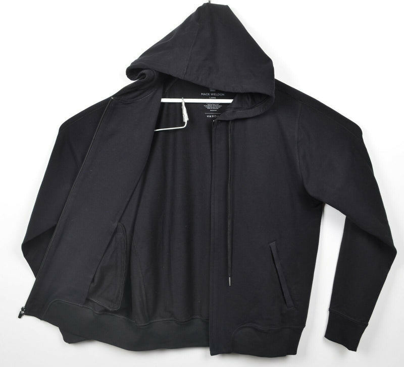 Mack Weldon Men's Large Solid Black Cotton Spandex Full Zip Hoodie Sweatshirt