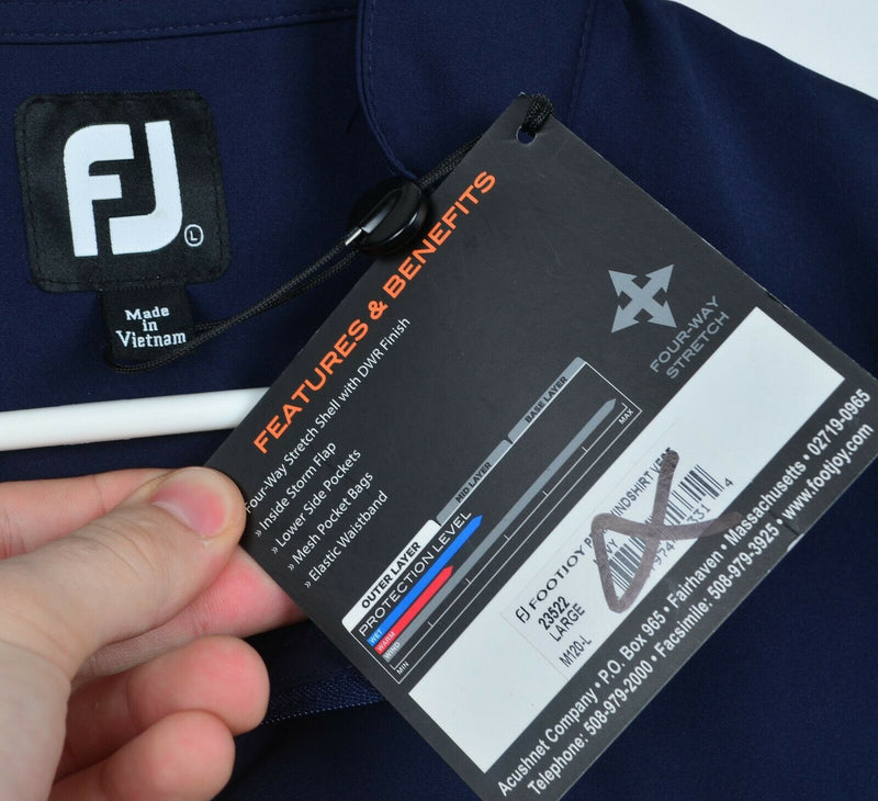 FootJoy Men's Large Navy Blue FJ Golf Performance Half-Zip Windshirt Vest *LOGO