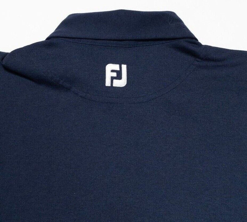 FootJoy Golf Polo XL Men's Solid Navy Blue Accent Stripe Wicking Harborside