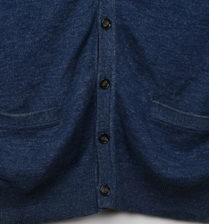 Jack Spade Men's Large Indigo Blue V-Neck Button-Front Cardigan Sweater