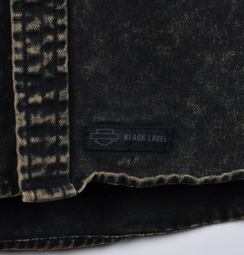 Harley-Davidson Men's Medium Acid Wash Roll-Tab Garage Distressed Biker Shirt