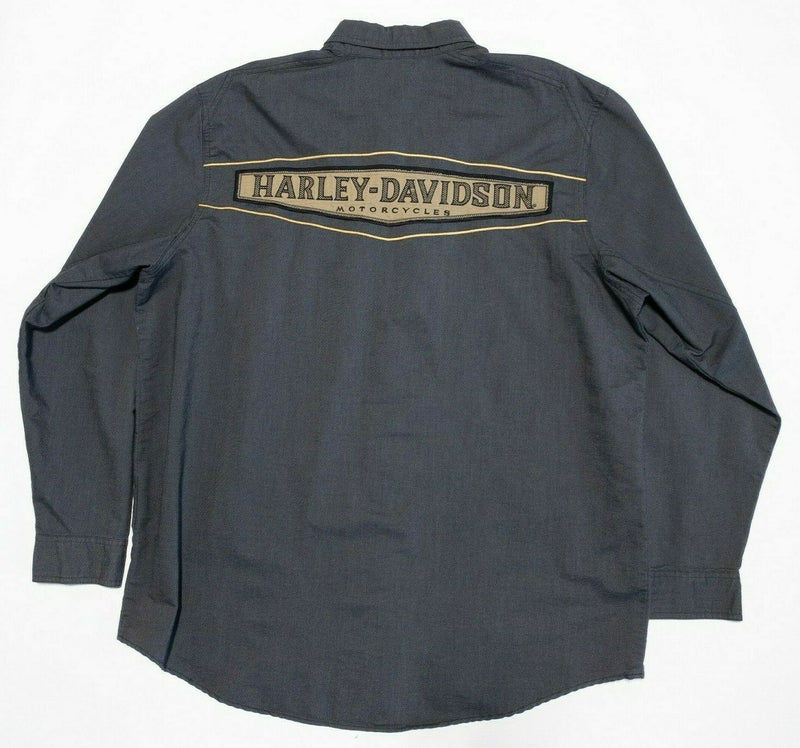 Harley-Davidson Snap-Front Shirt Garage Mechanic Biker Gray Men 2XLT (2XL Tall)