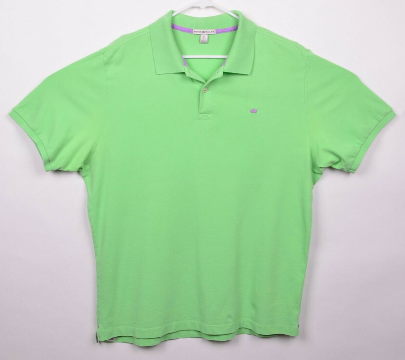 Peter Millar Men's Sz XL Solid Green Crown Cotton Spandex Blend Polo Shirt