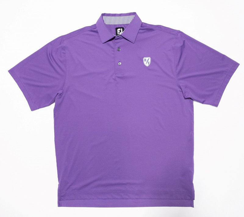 FootJoy Golf Shirt Large Mens Polo Solid Purple Performance Wicking Short Sleeve