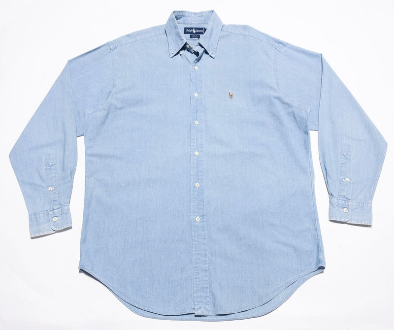 Polo Ralph Lauren Chambray Shirt Men's Medium Blaire Workshirt Button-Down Blue