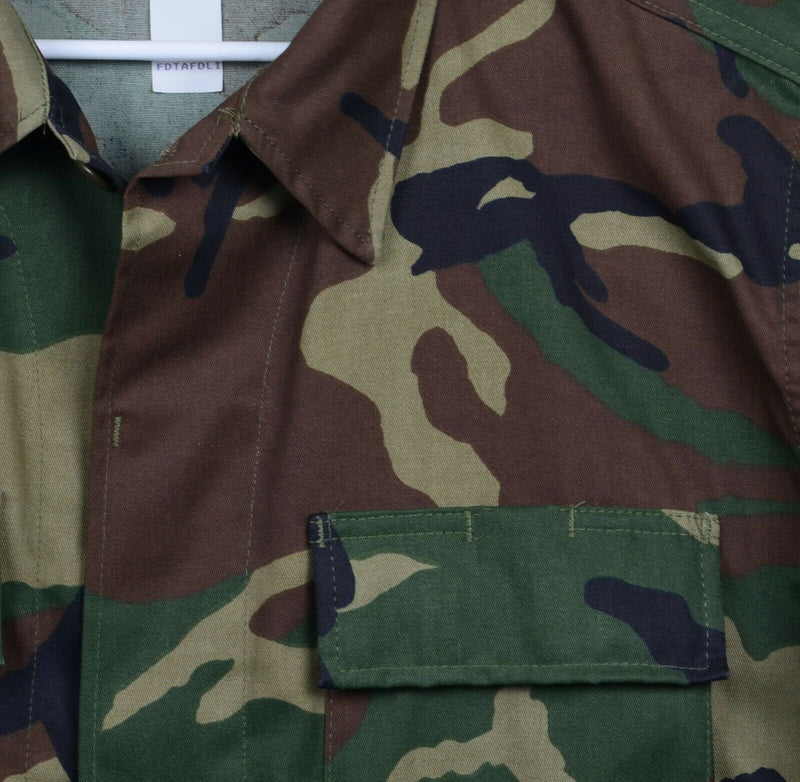 Vintage Cabela's US Army Men's Large Woodland Camo Shirt Jacket 8415-01-084-1656