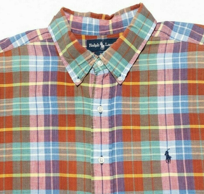 Polo Ralph Lauren Blake Shirt XXL Men's Short Sleeve Indian Madras Colorful 2XL