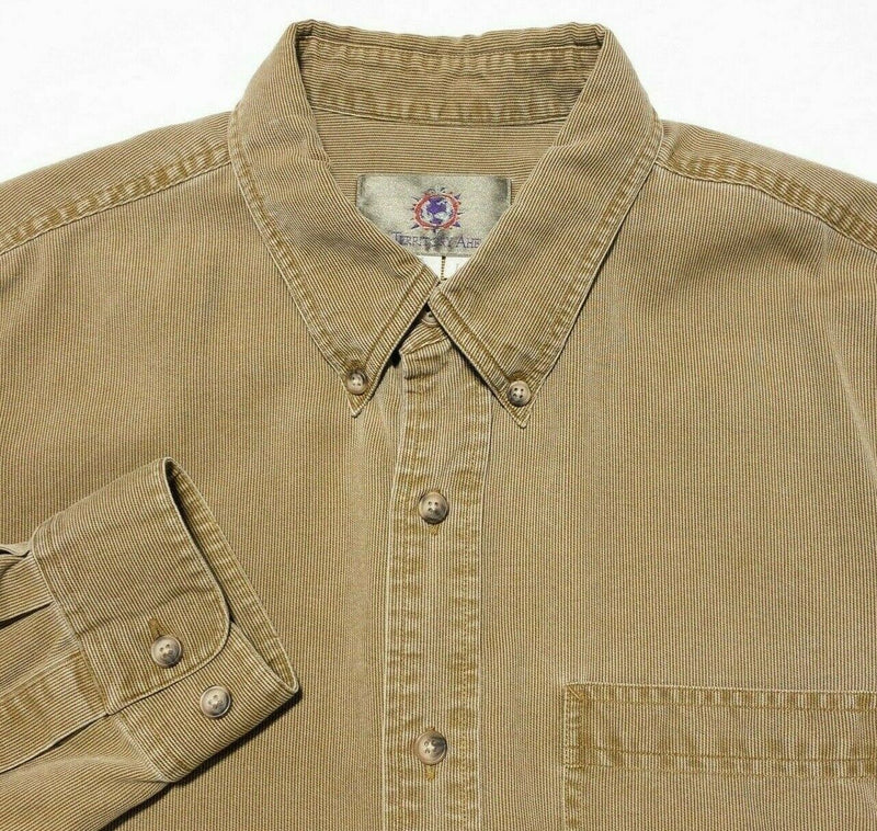 Territory Ahead Corduroy Shirt Large Men's Silk Long Sleeve Button-Down Brown