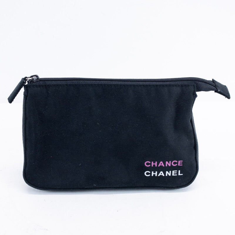 Chanel Chance Cosmetic Bag Make-Up Travel Case Black Pink Zip